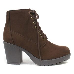 Soda | Lace-up High Chunky Heel Ankle Booties